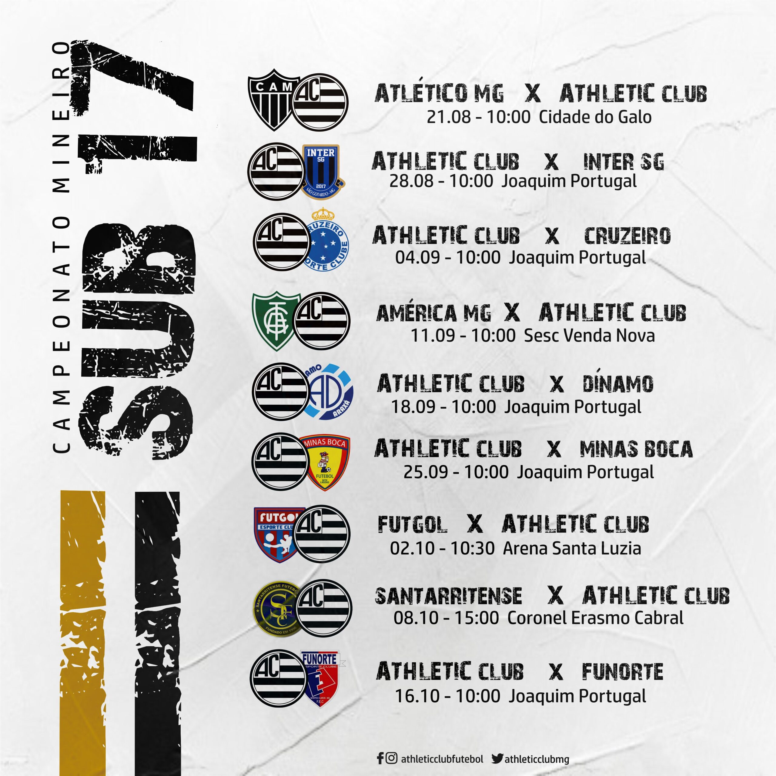 DEFINIDOS OS CONFRONTOS DO ESQUADRÃO DE AÇO PELO MINEIRO SUB -17